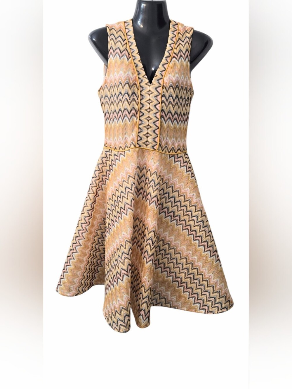 Maje Reinette Women's Multico Chevron Lace Fit & Flare Dress Size 2